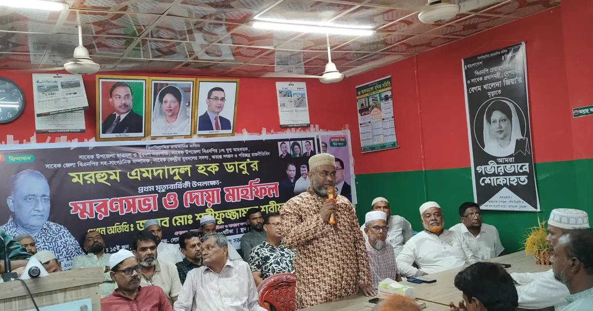 আলমডাঙ্গায় বিএনপি নেতা মরহুম এমদাদুল হক ডাবুর স্মরণ সভায় শরীফুজ্জামান শরীফ