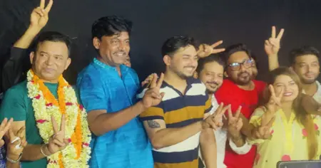 চলচ্চিত্র শিল্পী সমিতির সভাপতি শিবা শানু ও সম্পাদক জয় চৌধুরী