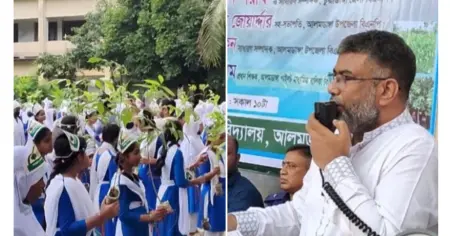 আলমডাঙ্গায় শিক্ষার্থীদের মাঝে চারা বিতরণ ও বৃক্ষরোপণে জেলা পরিষদের প্রশাসক শরীফুজ্জামান শরীফ 