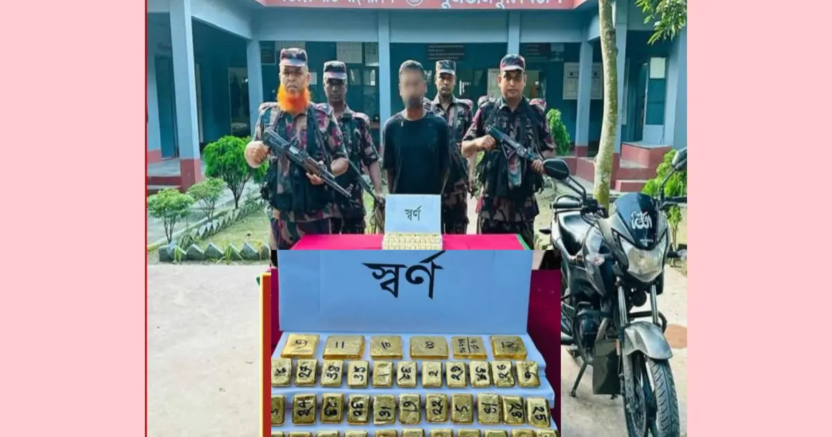 চুয়াডাঙ্গার দর্শনা সীমান্তে ১৩ কোটি টাকার সোনার বারসহ পাচারকারী আটক