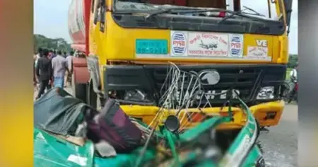 সিলেটে তেলবাহী লরি ও অটোরিকশার সংঘর্ষে নিহত ৪, আহত ৩