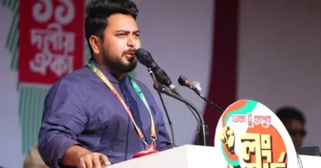 ১১ দলের লংমার্চে সরকারের কড়া সমালোচনা নাহিদ ইসলামের